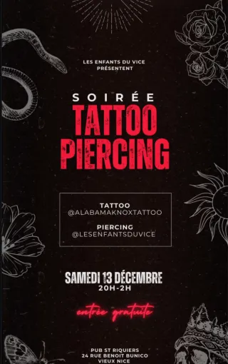 Soirée Tattoo Piercing, Cannes, Alabama Knox Tattoo