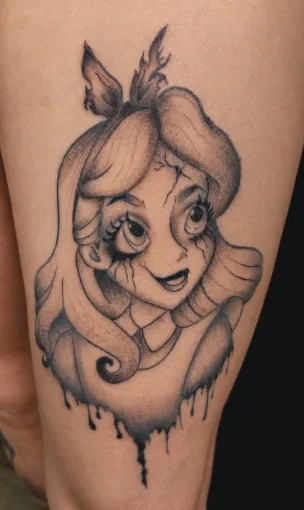 Tatouage Alice au pays des merveilles à Cannes